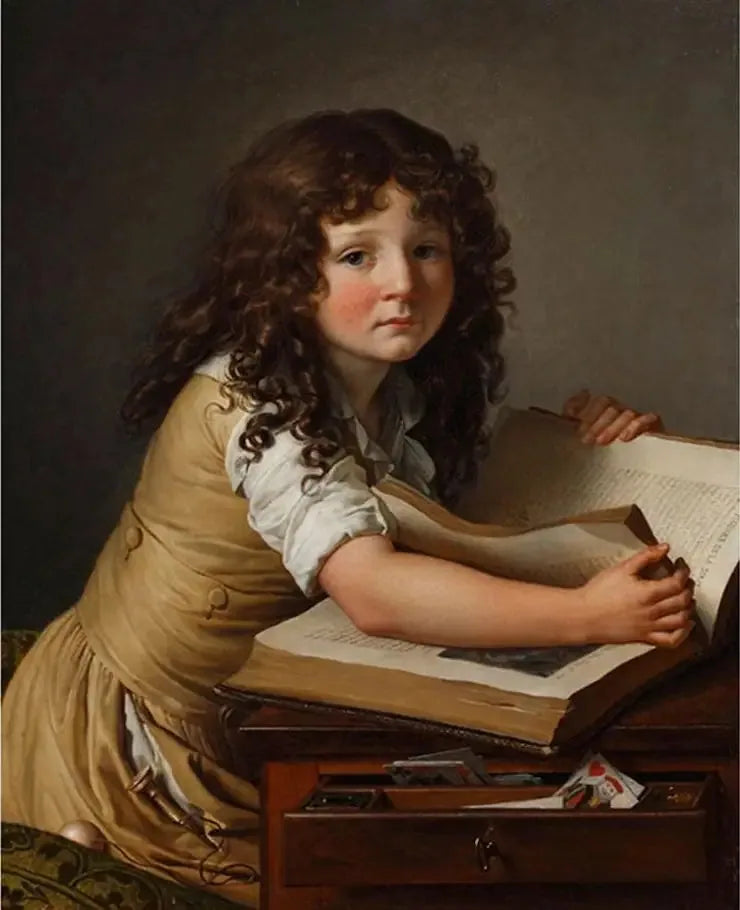 Benoît Agnès Trioson mirando figuras en un libro - Anne-Louis Girodet