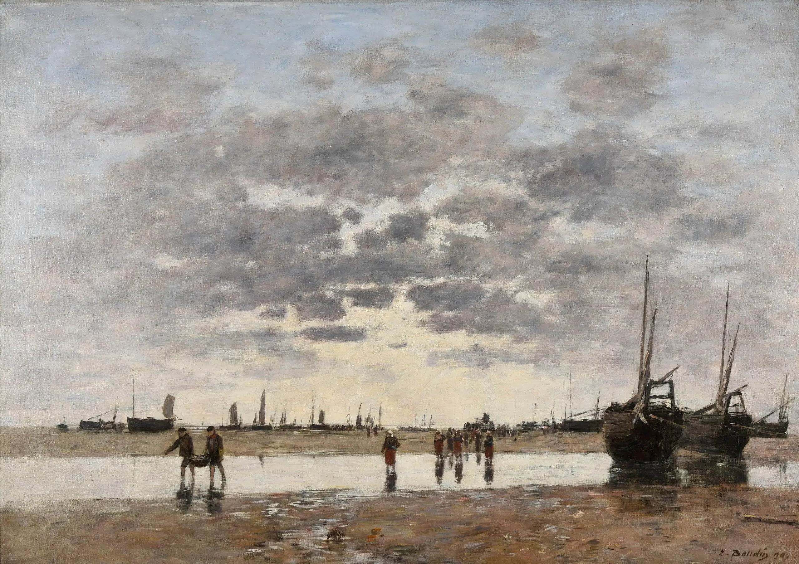 Berck : le retour des barques - Eugène Boudin image 1 copie de tableau peinte à la main