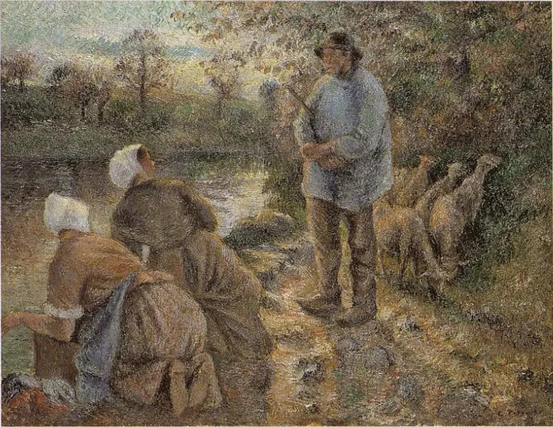 Berger y lavadoras en Montfoucault - Camille Pissarro