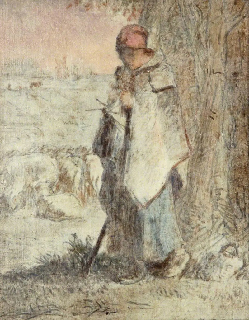 Bergère tejiendo a mano - Jean-François Millet