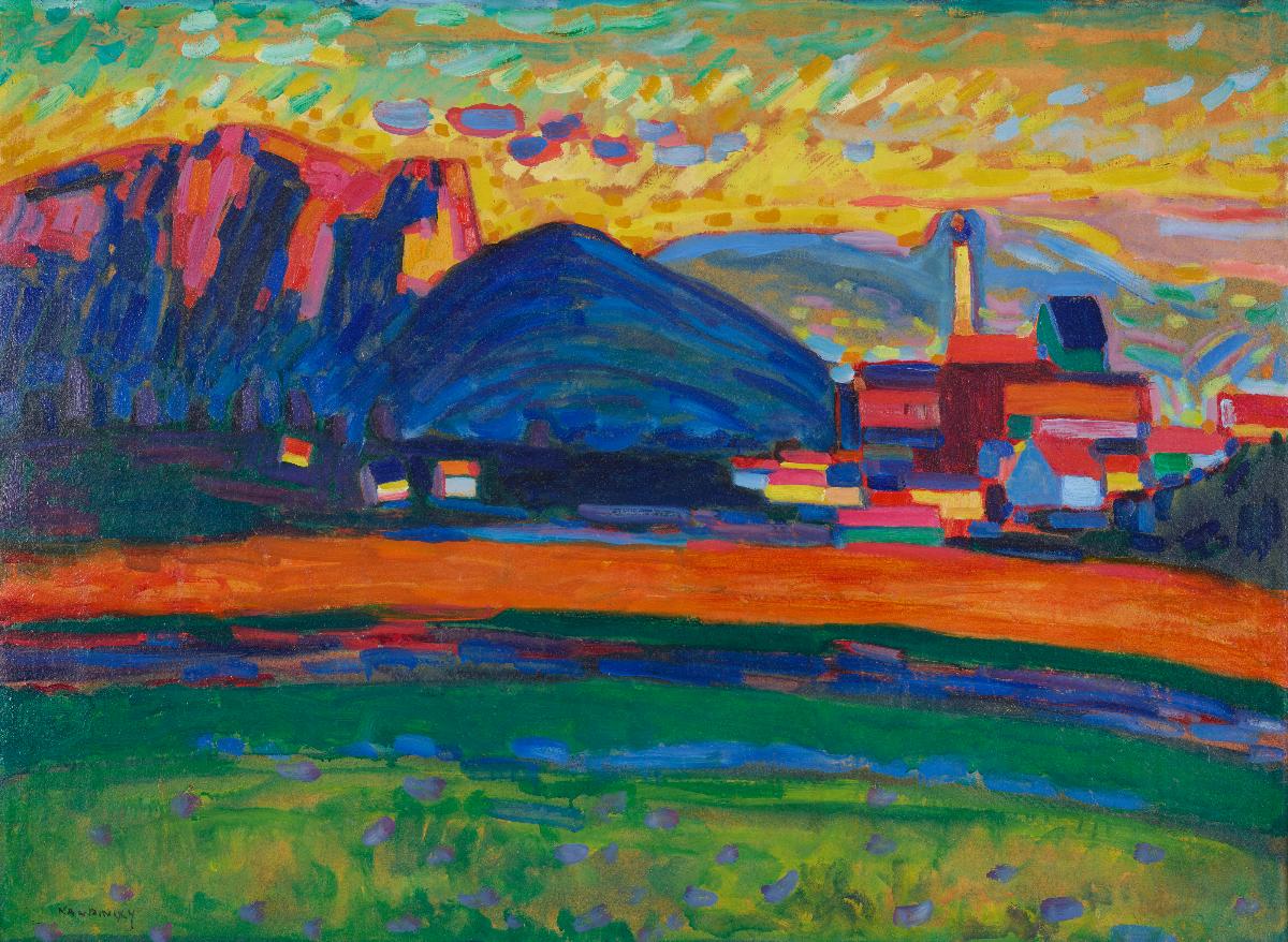 Berglandschaft mit Dorf I - Vassily Kandinsky image 1 reproduction d’œuvre d’art à l’huile