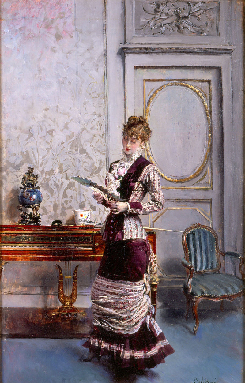Berthe admirando un abanico - Giovanni Boldini