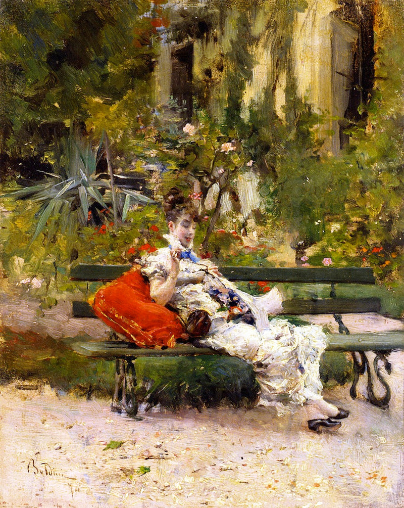 Berthe pintaba en el jardín - Giovanni Boldini