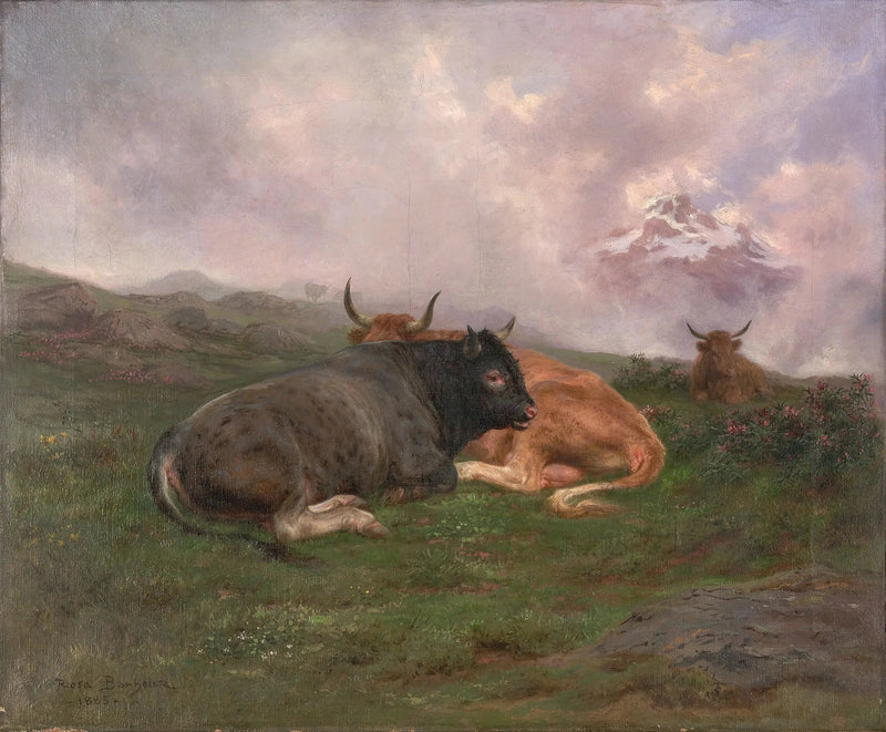 Ganado descansando en una colina en los Alpes - Rosa Bonheur