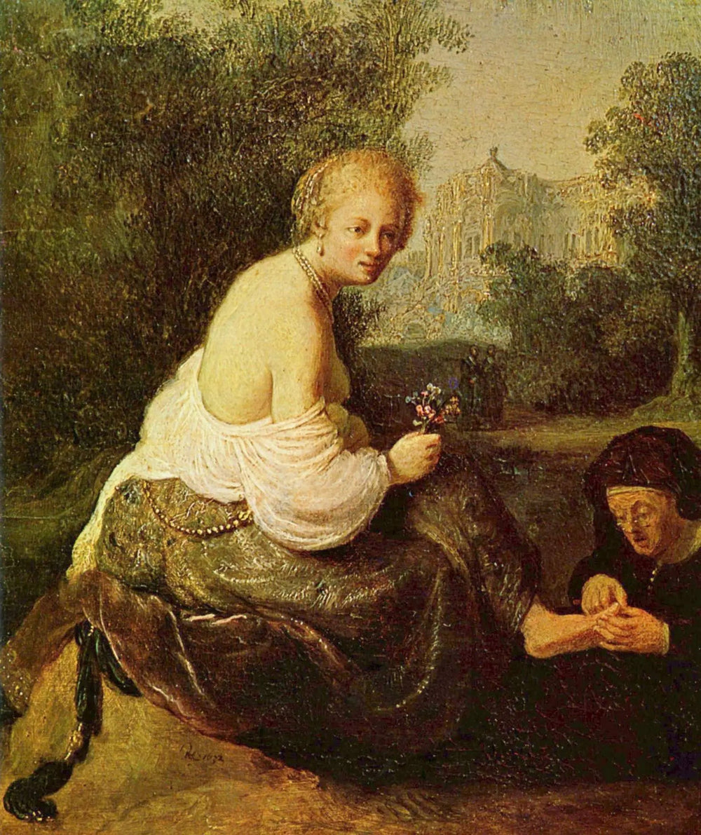 Bethsabée à sa toilette, vue par le roi David - Rembrandt image 1 reproduction de peinture à l’huile