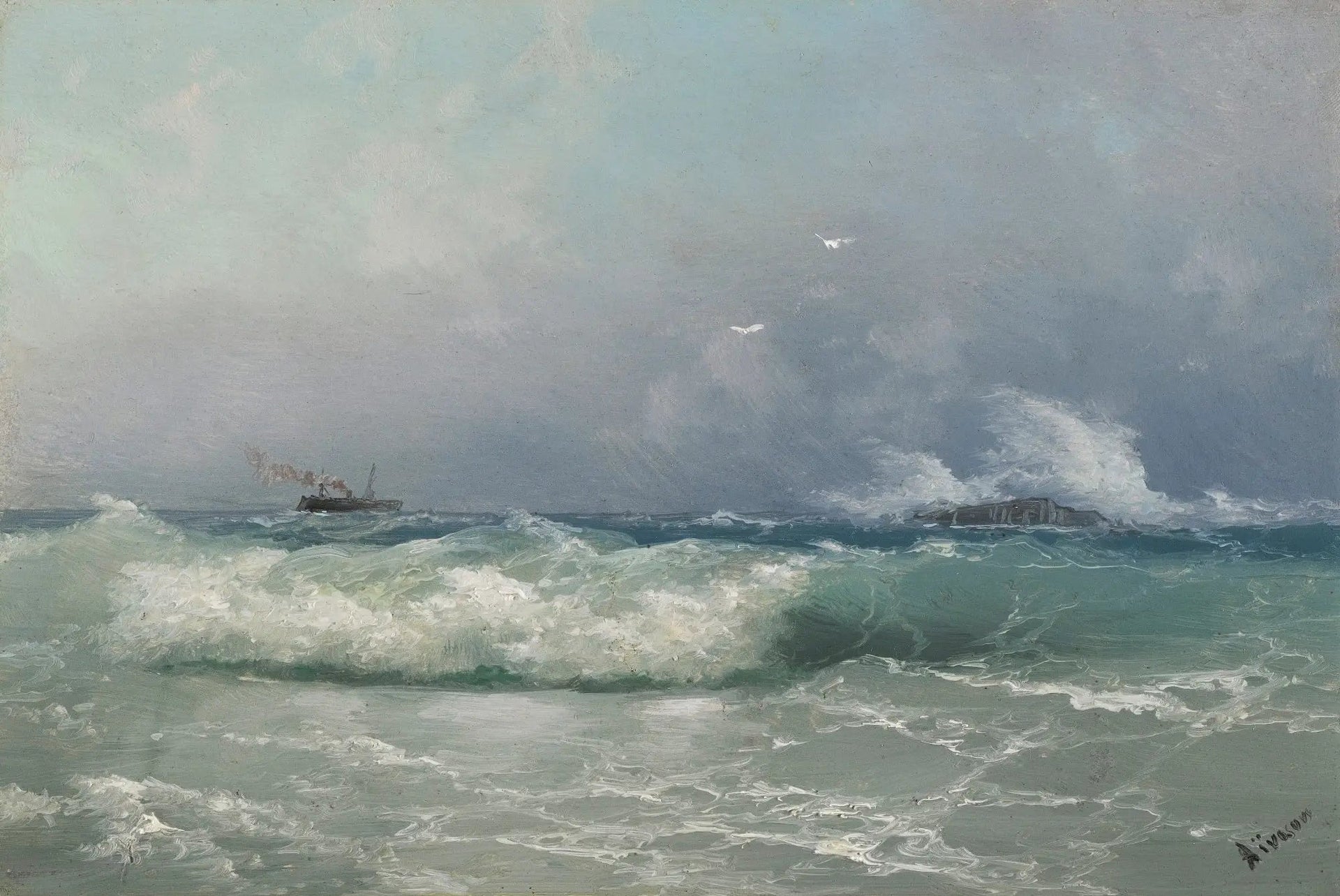 Biarritz - Ivan Aïvazovski image 1 copie peinte à la main à l’huile