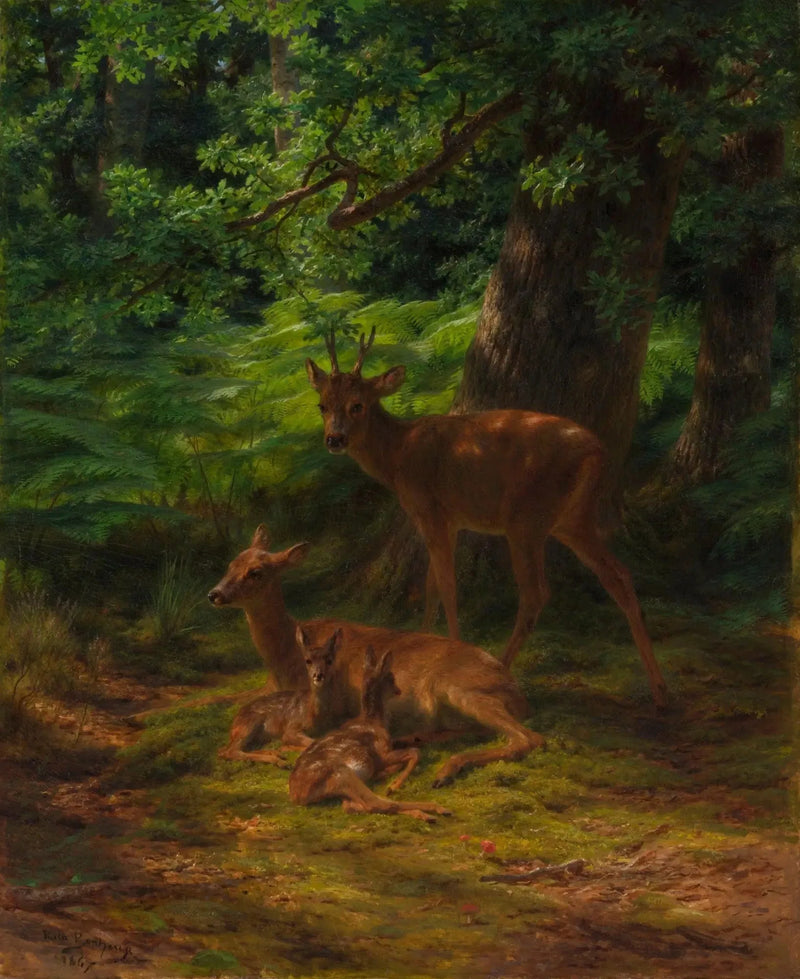 Ciervos y ciervas en reposo - Rosa Bonheur