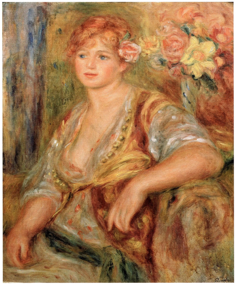 Rubia con rosa - Pierre-Auguste Renoir