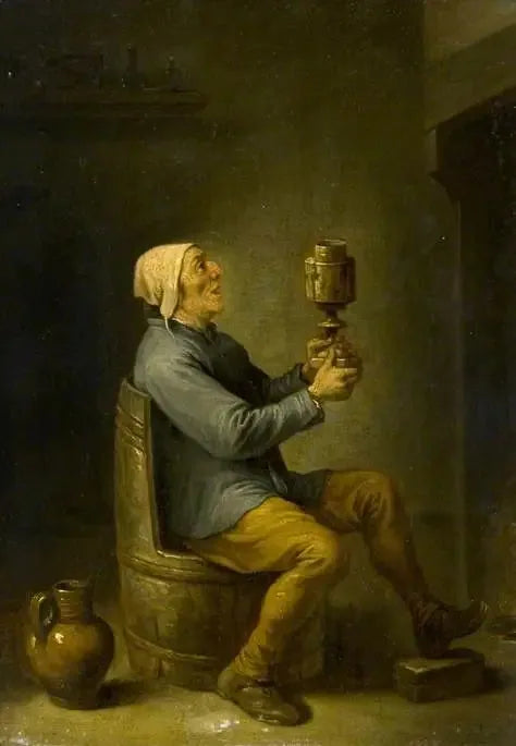 Boer sentado en una silla barril - David Teniers el Joven