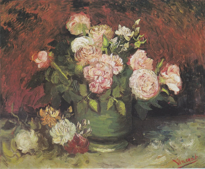 Cuenco con peonías y rosas - Vincent van Gogh