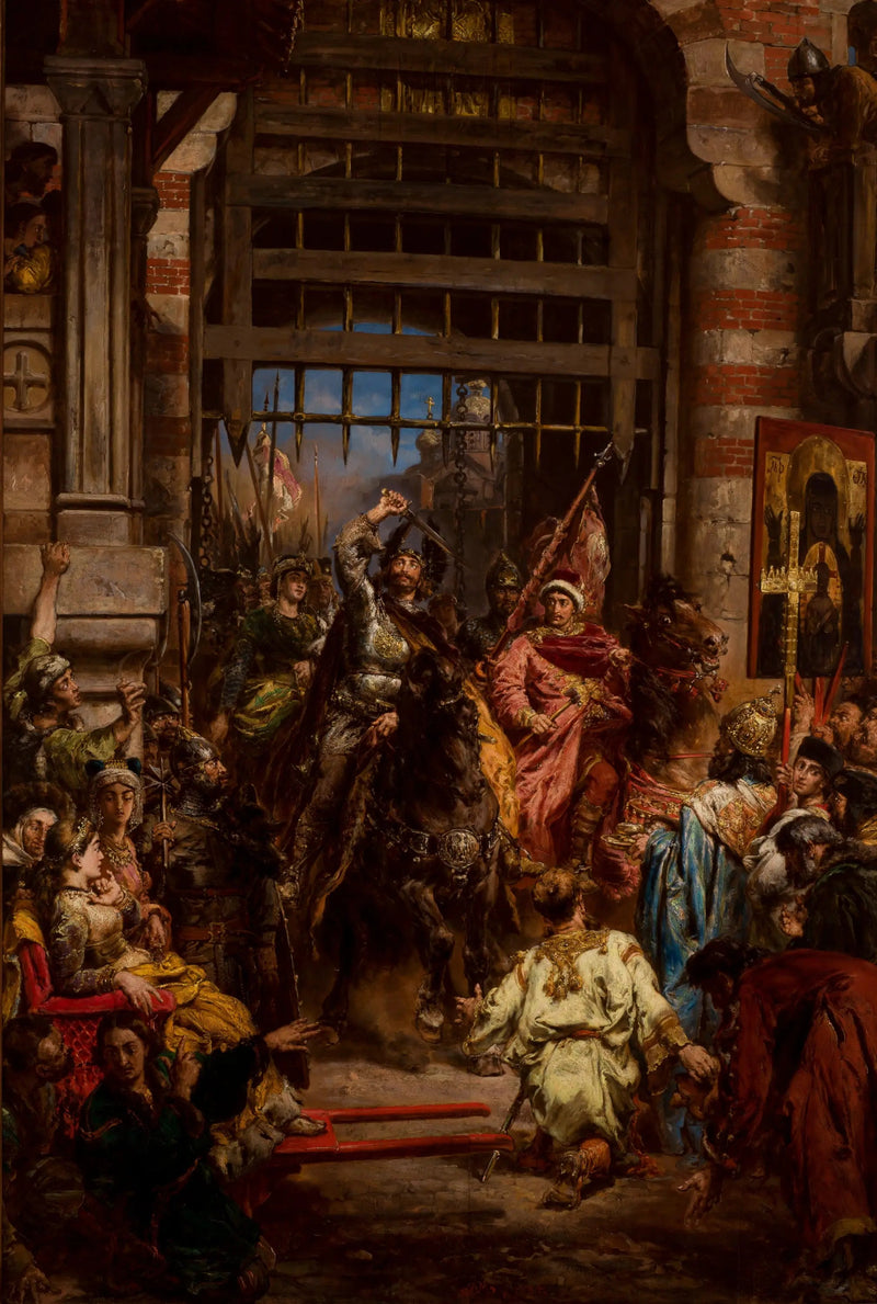 Boleslas el Valiente con Sviatopolk en la Puerta Dorada de Kiev - Jan Matejko