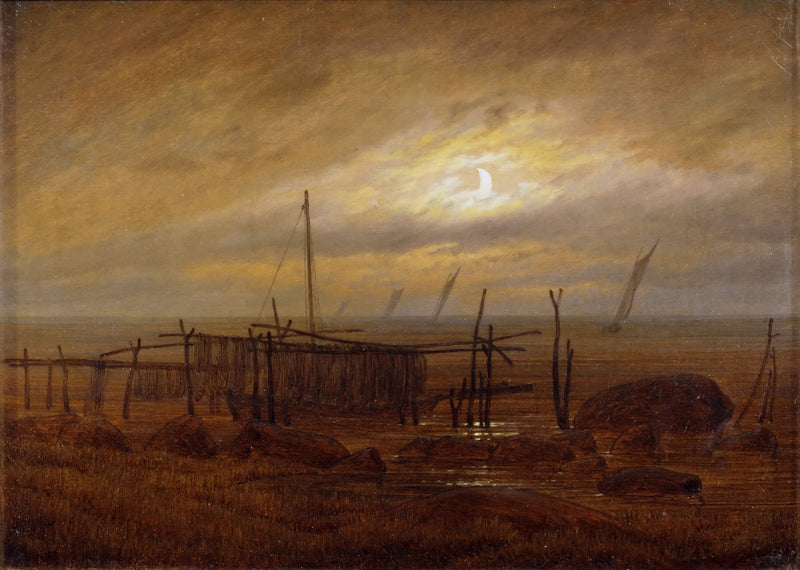 Orilla del mar a la luz de la luna - Caspar David Friedrich