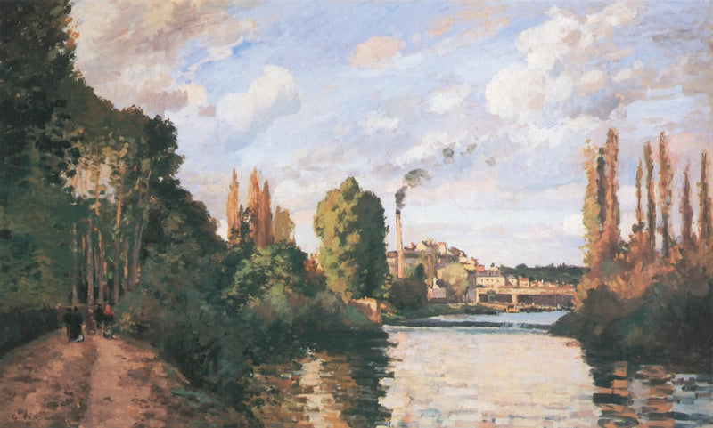Bordes del agua en Pontoise - Camille Pissarro