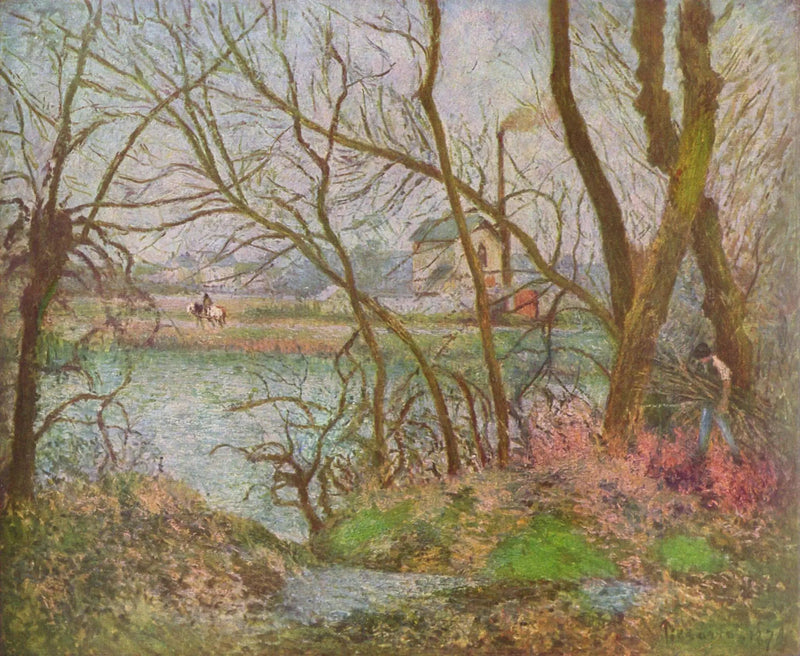Bordes del Oise, cerca de Pontoise, tiempo gris - Camille Pissarro