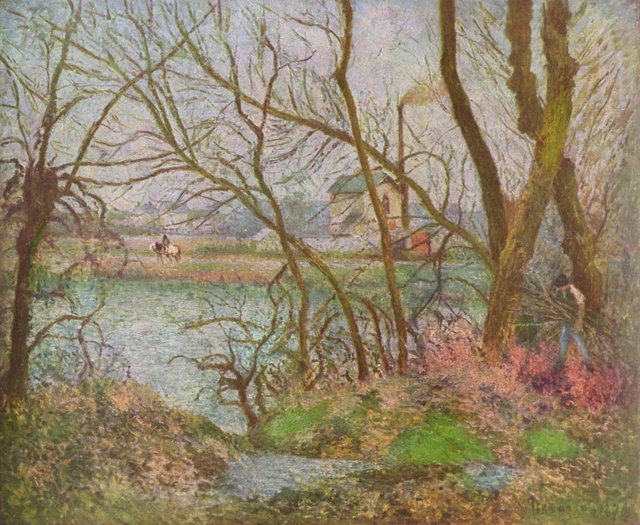 Bordes del Oise, cerca de Pontoise, tiempo gris - Camille Pissarro