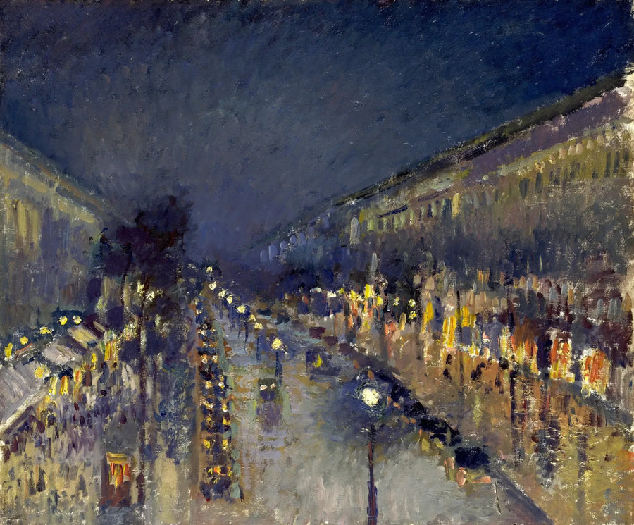 Boulevard Montmartre de noche - Camille Pissarro