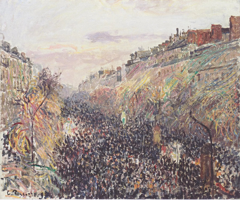 Bulevar Montmartre, Martes de Carnaval, al atardecer - Camille Pissarro