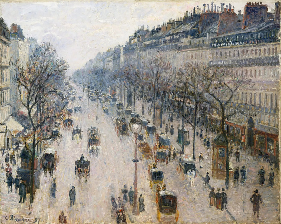 Bulevar Montmartre una mañana de invierno - Camille Pissarro