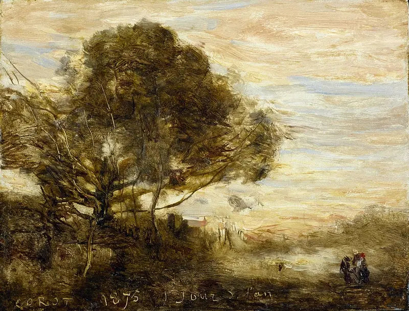 Ramo de árboles junto al agua - Jean-Baptiste Camille Corot