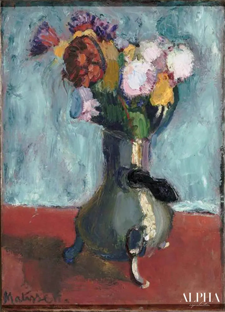 Bouquet de fleurs dans un pot en chocolat - Matisse - Reproductions de tableaux et peintures haut de gamme