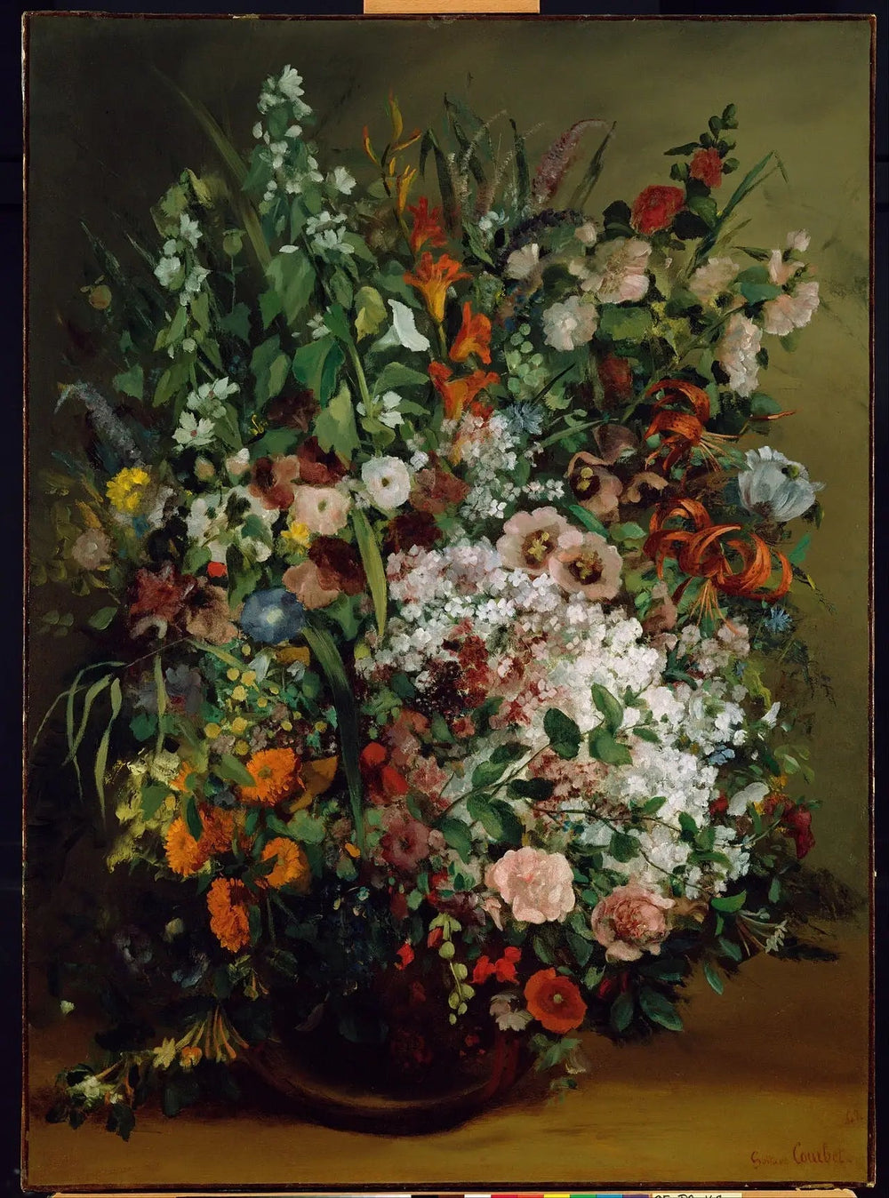 Bouquet de fleurs dans un vase - Gustave Courbet image 1 copie de tableau peinte à la main