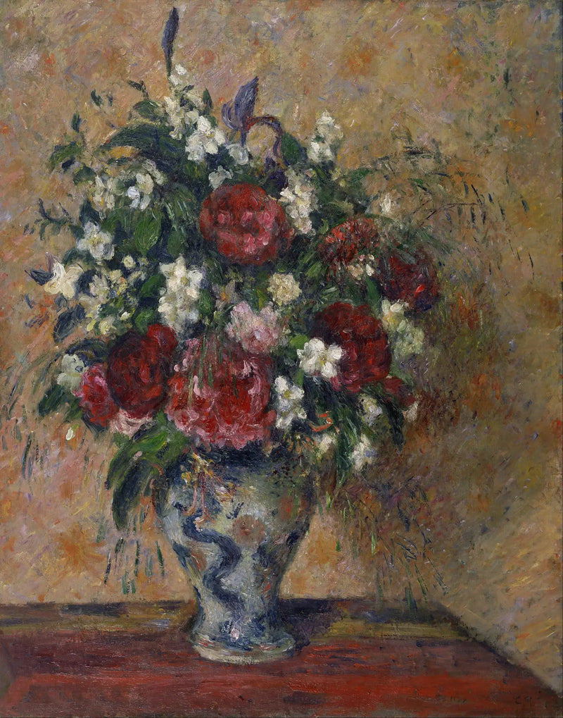 Ramo de flores: peonías y seringa - Camille Pissarro