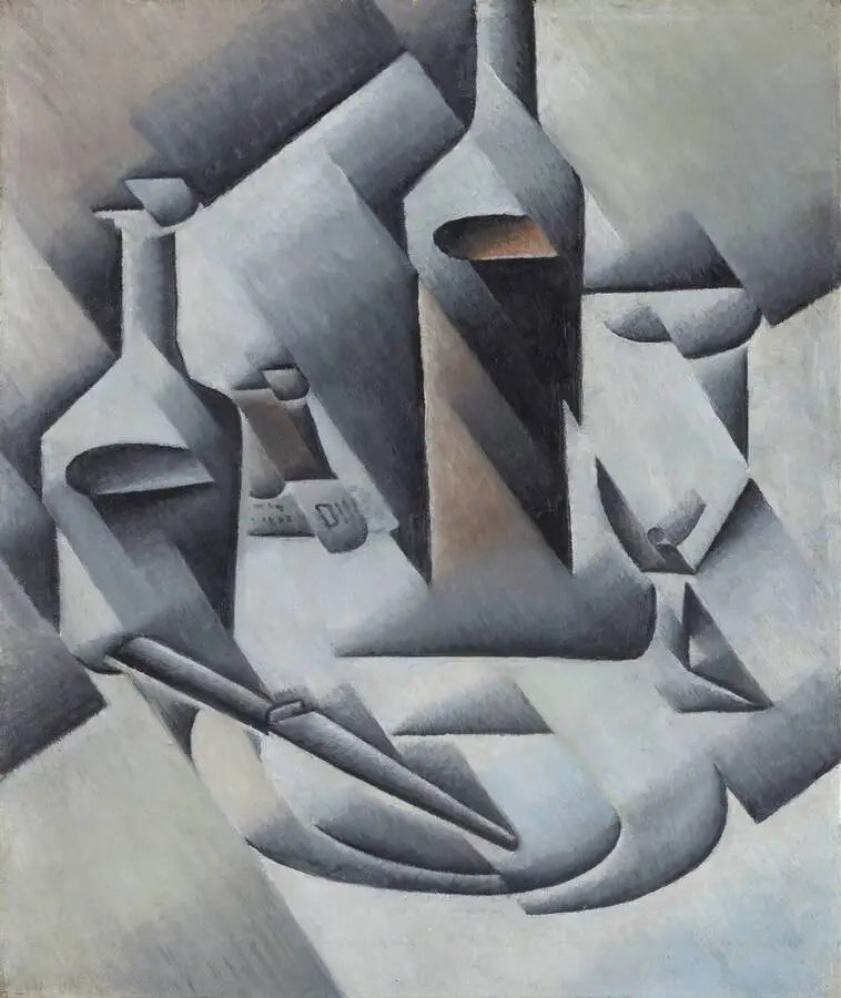 Botellas y cuchillo - Juan Gris