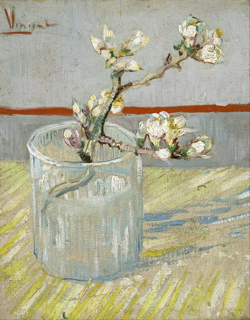 Rama de almendro en flor en un vaso - Vincent van Gogh