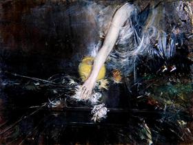 Busto sosteniendo un jarrón de flores - Giovanni Boldini