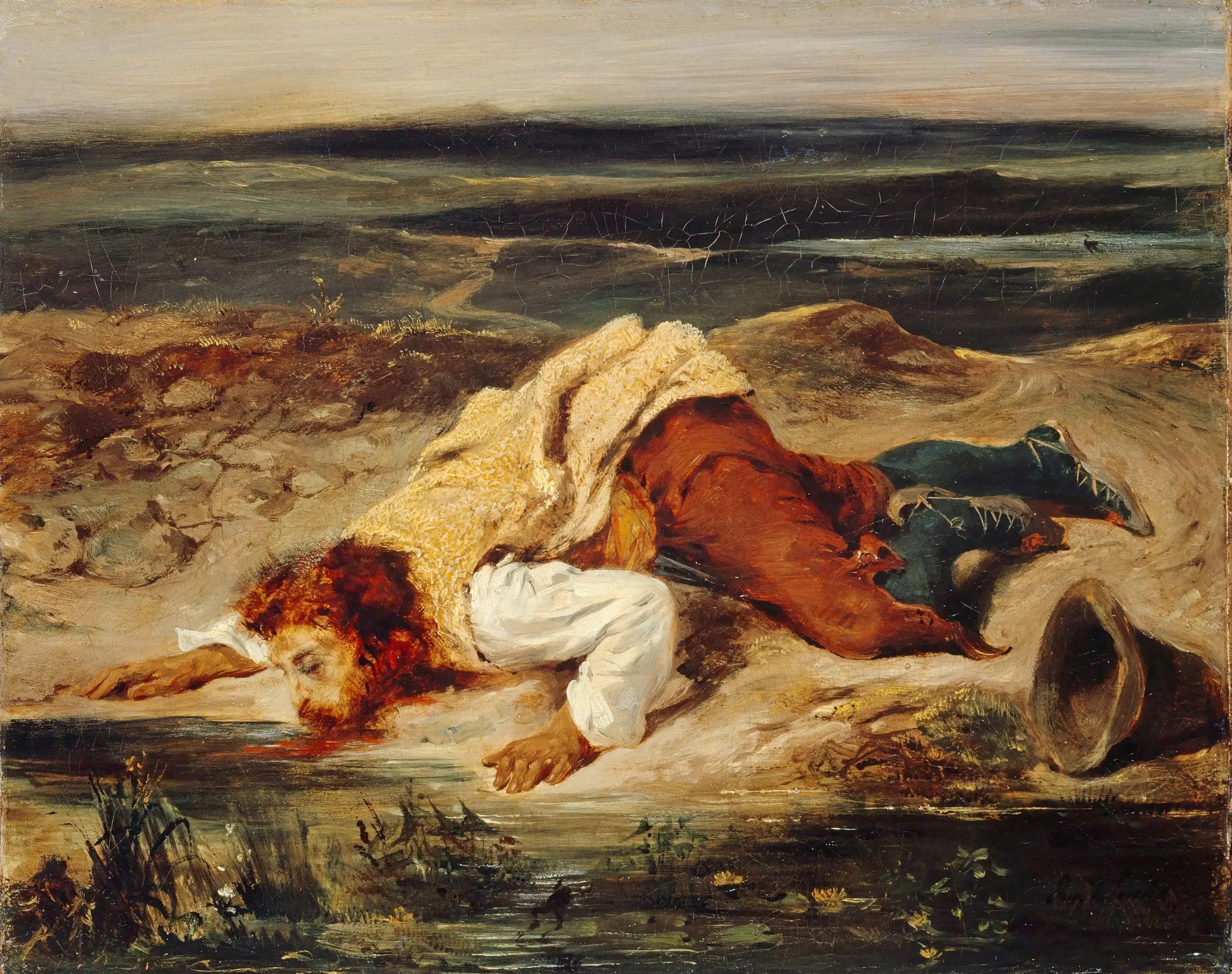 Brigand blessé - Eugène Delacroix image 1 copie peinte à la main à l’huile