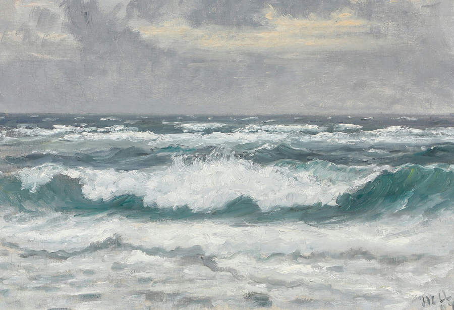 Rompiendo las olas en Skagen Senderstrand. -Michael Peter Ancher