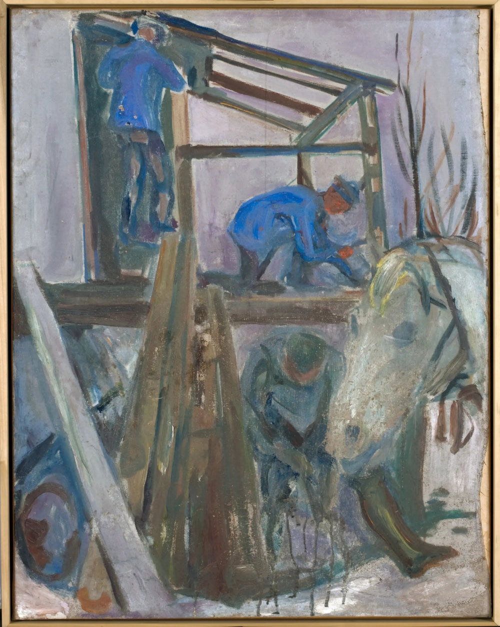Bûcherons au travail sur l'immeuble du studio - Edvard Munch image 1 copie de tableau peinte à la main