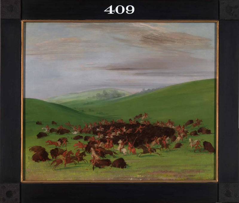 Buffalo Chase, rodeado de los Hidatsas - George Catlin