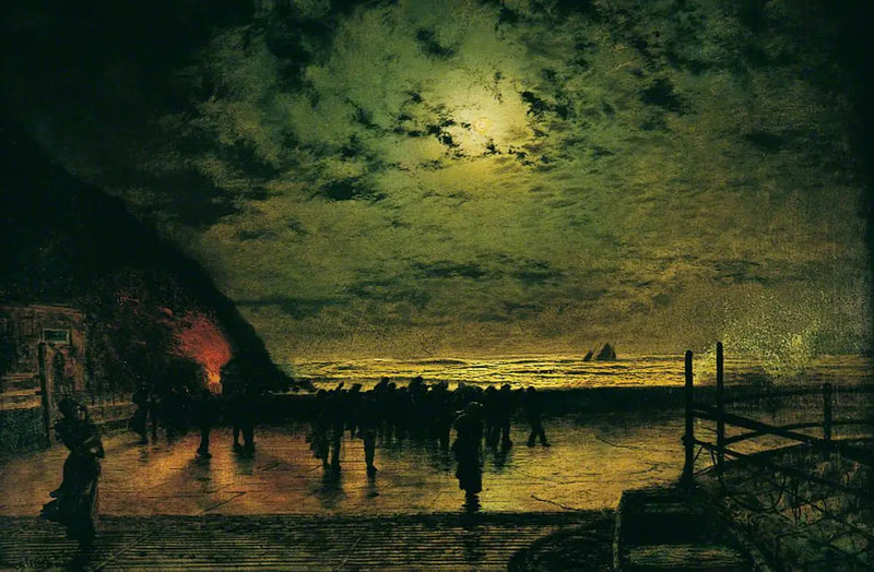 « Quema de la descarga », un barco de pesca en Scarborough - John Atkinson Grimshaw