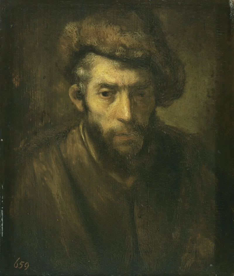Busto de hombre con un sombrero de piel - Rembrandt
