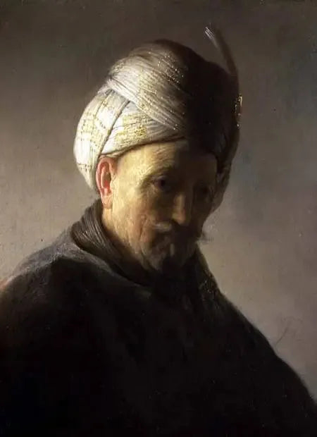 Buste d'homme portant un turban - Rembrandt image 1 copie de tableau peinte à la main