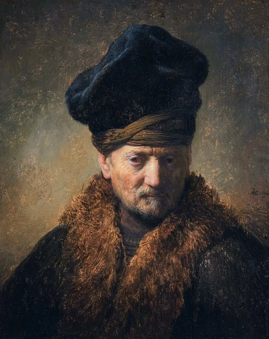 Busto de un anciano con un sombrero de piel - Rembrandt