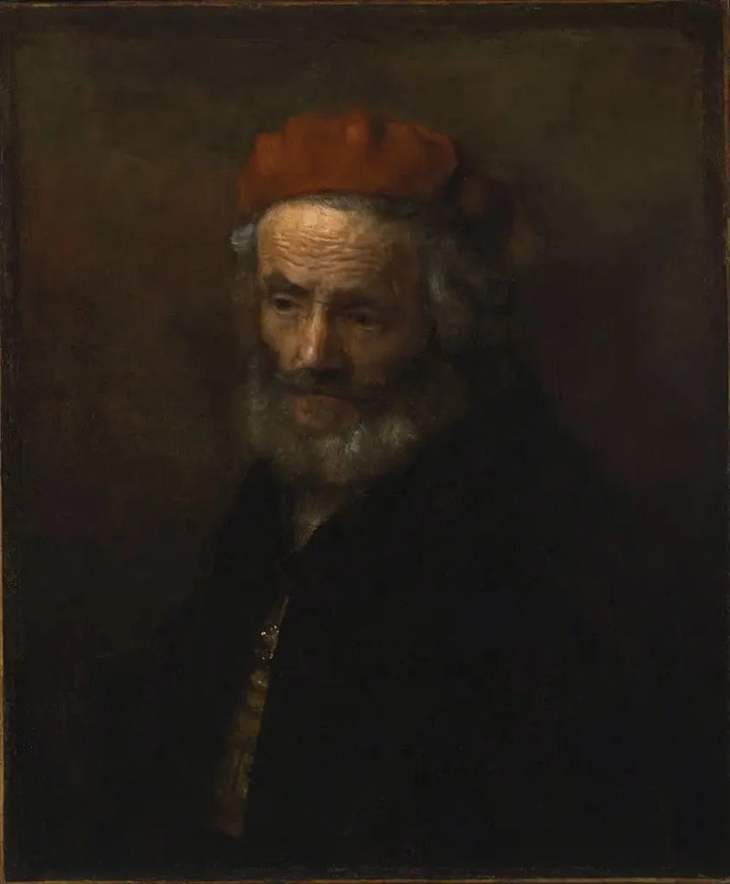 Busto de un anciano con un sombrero rojo - Rembrandt