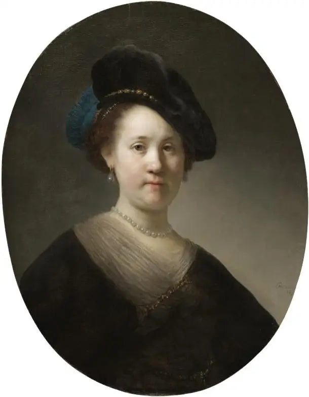 Busto de una joven con boina de plumas - Rembrandt