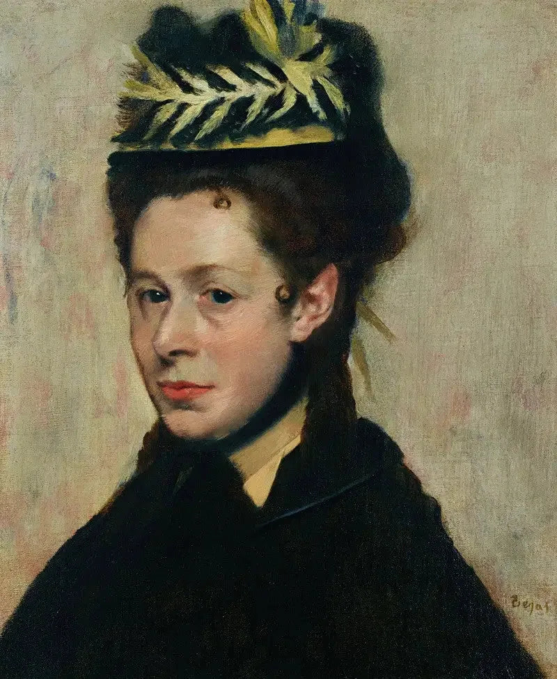 Busto de mujer con sombrero de plumas - Edgar Degas