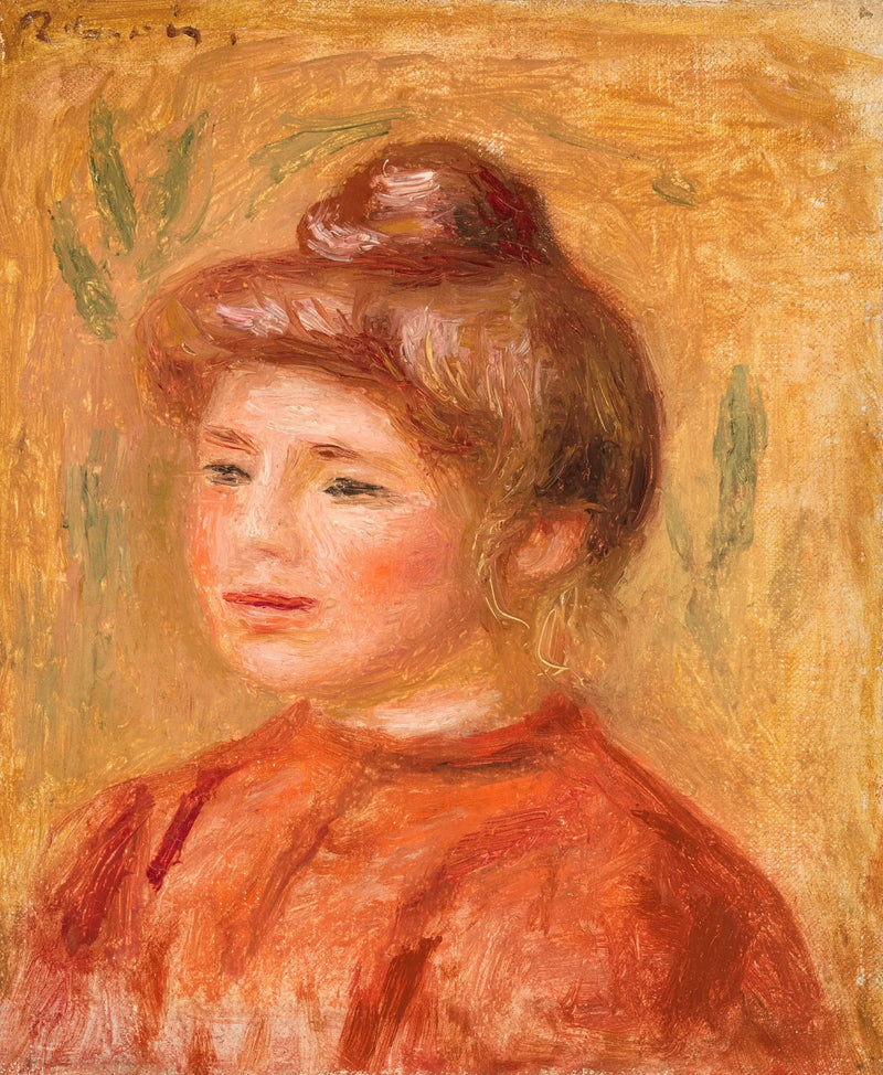 Busto de mujer en rojo - Pierre-Auguste Renoir