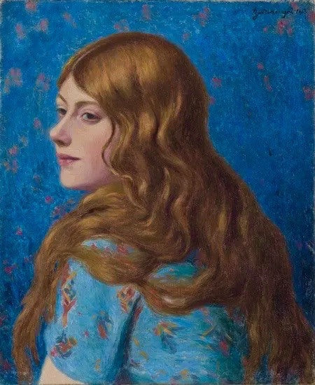 Busto de mujer pelirroja vista de perfil - Federico Zandomeneghi