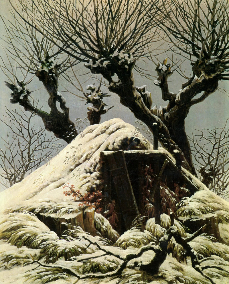 Cabaña bajo la nieve - Caspar David Friedrich
