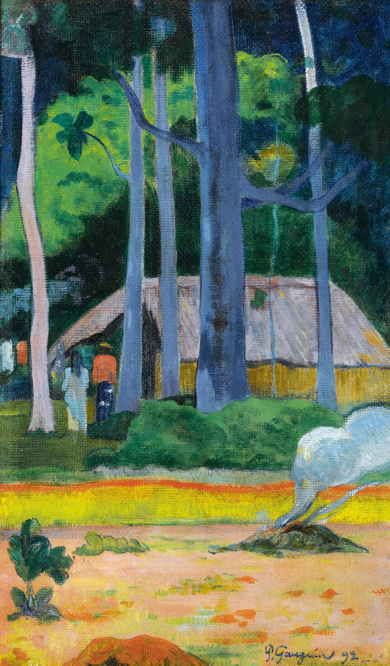 Cabaña bajo los árboles - Paul Gauguin