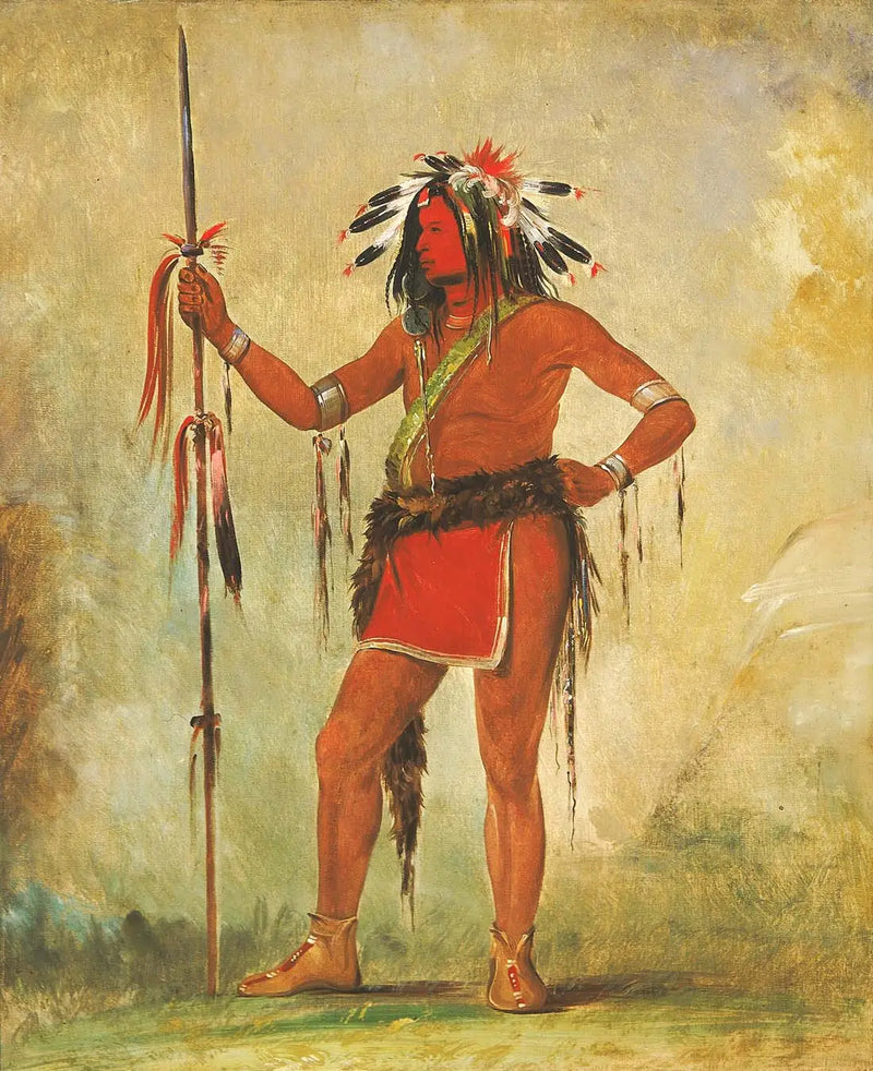 Cáh-be-múb-bee, Aquel que está sentado en todas partes, un valiente - George Catlin
