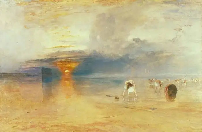 Arenas de Calais en Baja Agua - Poissards Recolectando Cebo - J. M. W. Turner