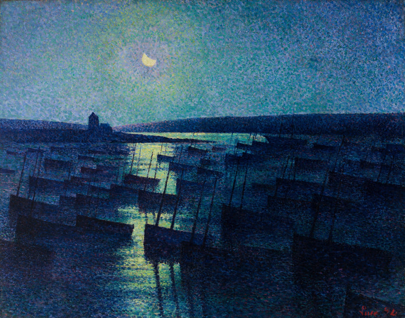 Camaret, luz de la luna y barcos de pesca - Maximilien Luce