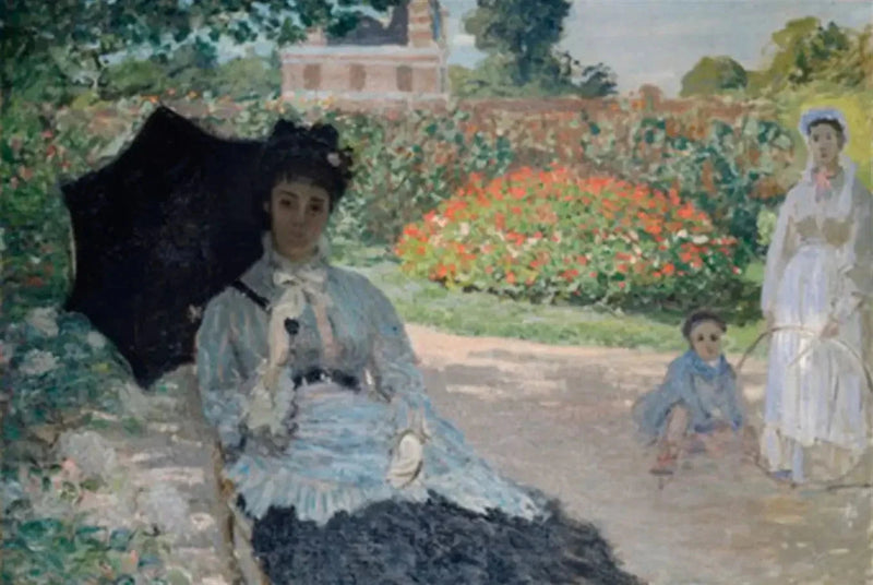 Camille en el jardín con Jean y su buen W280 - Claude Monet