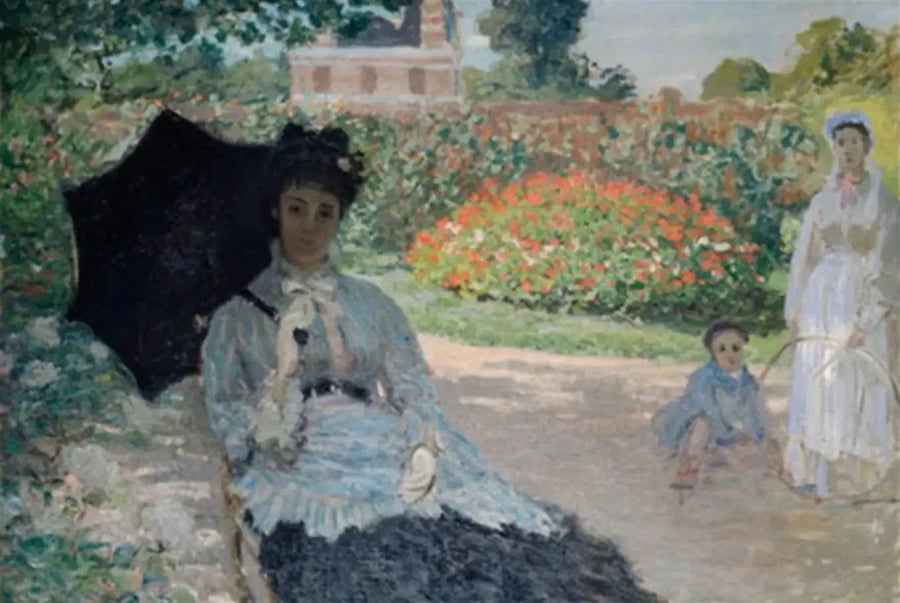 Camille en el jardín con Jean y su buen W280 - Claude Monet