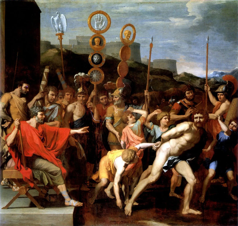 Camille entrega al maestro de escuela de Faléries a sus escolares - Nicolas Poussin